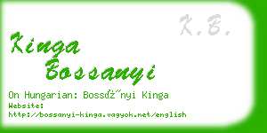 kinga bossanyi business card